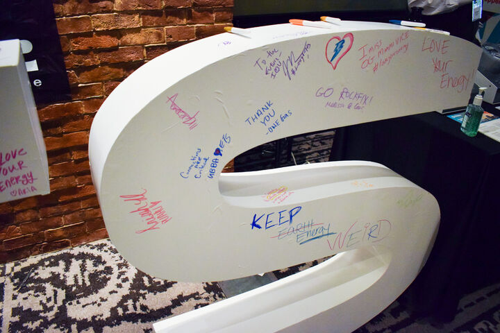 Ets letters covered in attendee graffiti: a detail of the tenth year (ETS 2023)